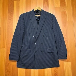 Sean John Men's Double Breasted Blue Blazer Size 44L Striped Formal - Picture 1 of 15