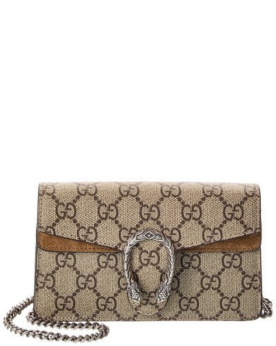 Gucci Dionysu donna beige marrone rivestito in tela e pelle