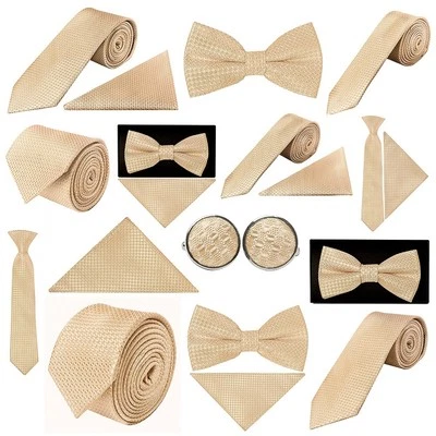 TIESRUS Gold Textured Classic Tie Mens Boys Wedding Christening Prom Dickie Bow Tie Set