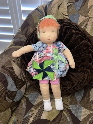 Kathe Kruse Waldorf Doll 13" Red Hair Green Eyes Made in Germany 100% materials - Image 1 of 4