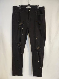 DNA Premium Wear Men’s Black Distressed Jeans, 38X - Imagen 1 de 4