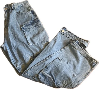 Unbranded Many Pockets Cargo Denim Jeans Pants Men 35X30 Blue Extra Baggy Skater - Image 1 of 4