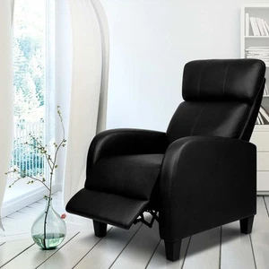 Artiss PU Leather Reclining Armchair - Black - Picture 1 of 8