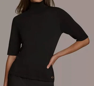 Suéter Donna Karan New York Para Mujer Negro Punto Acanalado Cuello Alto Talla XS Foto 1 de 3