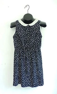 FOREVER 21 Dress Size Small Black White Polka Dot Sleeveless Collared Short - Picture 1 of 5