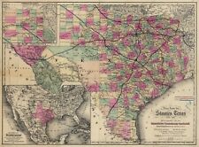 A4 Reprint of American Cities Towns States Map Texas