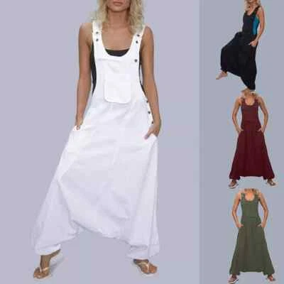 Damen Baggy Latzhose Haremshose Trägerhose Einteiler Aladinhose Hippie Pumphose - Bild 1 von 4