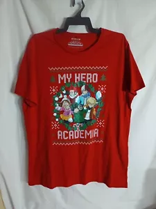My Hero Academia Men's Red X-Mas Festive Anime Crew Neck T-Shirt Size Xxxl - Picture 1 of 5