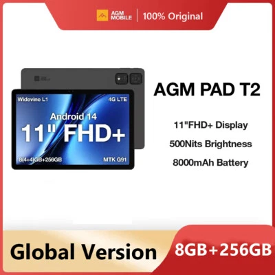 AGM Pad T2 11” FHD+ IPS Display Helio G1 8000mAh 8GB+256GB 4G LTE WIFI Tablet - Image 1 of 4