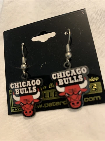 CHICAGO BULLS  PETER DAVID COLLECTIBLE NBA BASEBALL TEAM LOGO EARRINGS NEW Cover