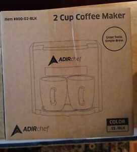 2-Cup Black Coffee Maker With Automatic-Shut Off Feature And 2 Mugs Sleek Design
