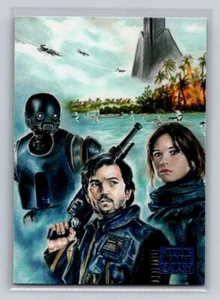 2018 Topps Star Wars Galaxy New Visions Blue Battle of Scarif - Jyn Cassian K2SO - Picture 1 of 3