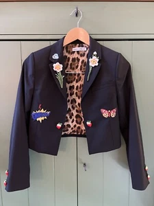 Dolce & Gabbana DG Queen Embroidered Virgin Wool Cropped Jacket - Picture 1 of 10