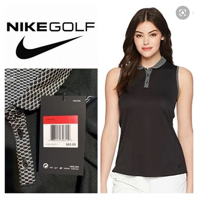 NEW $60 Nike Women's Victory Textured Sleeveless Golf Polo Stretchy~Breathable L - Image 1 of 4