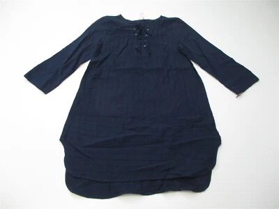 Vestido túnica camisa con cordones azul marino algodón talla S MERONA para mujer Foto 1 de 4