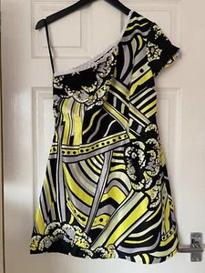 Fearne Cotton Yellow Abstract Patterned Asymmetric Dress size 12 - Picture 1 of 6