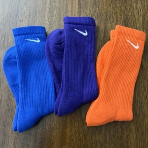 Nike Everyday Plus Cushioned Crew Socks Size L (8-12) Rainbow 3 Pairs SX6897-903 - Picture 1 of 7