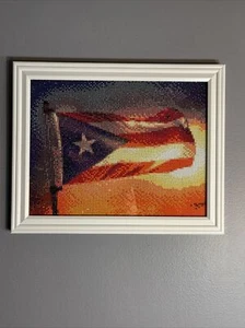 Completed & Framed Diamond Painting - Puerto Rican Flag - Picture 1 of 6