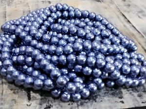 Glass Pearl Bead, Pearlized, 10mm, Slate Blue, 50 pce, Free Post - Bild 1 von 2