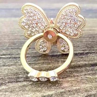 Fashion Butterfly Shiny Rhinestone Phone Ring Holder 360° Rotating Universal New - Image 1 of 3