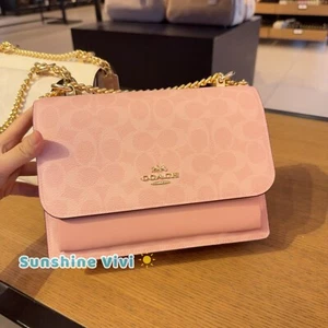 NWT Coach Klare Crossbody Bag In Signature Canvas CAL29 Canvas/Gold/Powder Pink - Picture 1 of 17