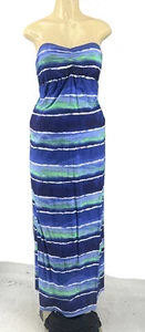 Tommy Bahama Damen 100 % Baumwolle ärmellos blau Maxikleid hinten Bindebänder Small - Bild 1 von 14