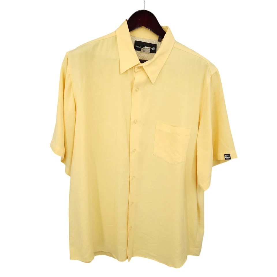 Billabong Shirt Mens XL Yellow Button Up Short Sleeve Mesh Back Skater - Image 1 of 4