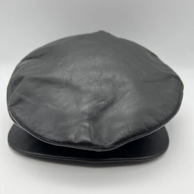 Vtg United Hatters Cap & Millinery Black Leather Cabbie Hat Medium Made in USA - Image 1 of 4