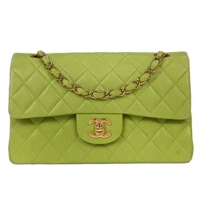 Chanel Green Lambskin Small Classic Double Flap Shoulder Bag 154162 - Image 1 of 4