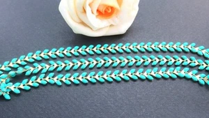 Kette Sparren Ähre emailliert grün türkis 50 cm - Bild 1 von 1