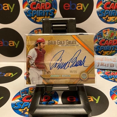 2022 Topps Johnny Bench 09/25 Cincinnati Reds Solid Gold Greats Auto Card - Image 1 of 2