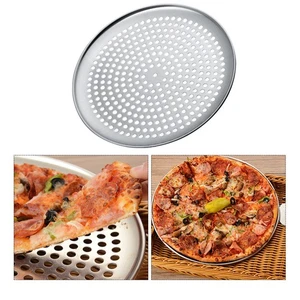 Pizzapfanne Pfannen 10 Zoll Metall Tablett Crisper Rund Edelstahl mit Löchern - Bild 1 von 12