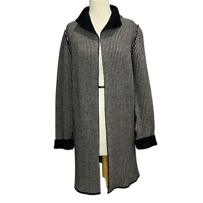 Cárdigan Suéter Cocogio M Negro Tostado Rayas Mezcla de Lana Acogedor Abrigo Italia Foto 1 de 4