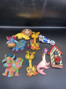 8 adornos navideños hechos a mano de arte popular México De Sala gatos vacas varios - Imagen 1 de 15