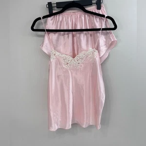 Conjunto de Pijama Lencería Cami Pantalones Cortos Vintage Victoria’s Secret Etiqueta Dorada Rosa Talla L - Imagen 1 de 8