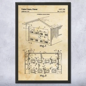 Garage Door Patent Wall Art Poster, Canvas or Framed Boss Gift Man Cave Decor - Picture 1 of 15