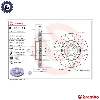 2x BRAKE DISC 09.D772.1X FOR MERCEDES-BENZ B-CLASS/Sports/Tourer A-CLASS 1.3L - Image 1 of 4