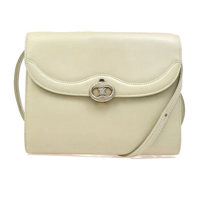 CELINE Macadam Logo 2Way Shoulder Clutch Bag Leather White GHW Italy 65YH833 - Image 1 of 4