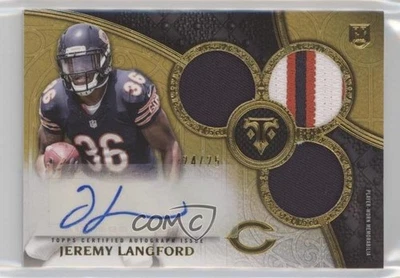 2015 Topps Triple Threads Relics Gold /25 Jeremy Langford #167 Rookie Auto RC - Image 1 of 2