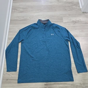 Under Armour Aqua Blue 1/4 Zip Long Sleeve Pullover Mens XXL - Picture 1 of 9