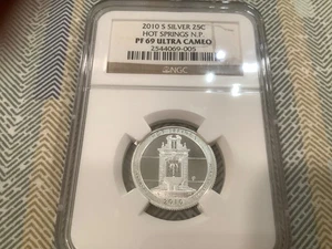 2010-S 25c Hot Springs Silver Quarter - NGC PF 69 Ultra Cameo - Picture 1 of 2