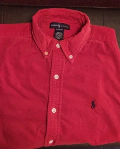 Ralph Lauren Christmas RED Corduroy Button Down 16/18 XL Boys - Picture 1 of 8