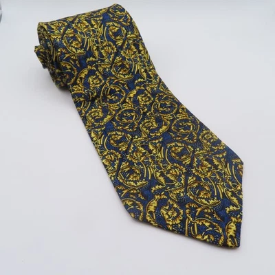 Tie Rack Charleston Silk Tie Blue Gold Baroque 3.5' Wide 58" Long Italy - Image 1 of 4