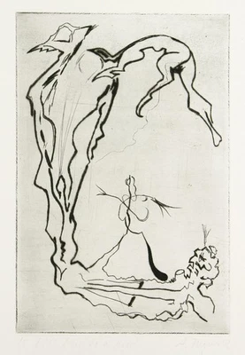 DDR "flies to a head" um 1982. Radierung Andreas HEGEWALD (*1953 D) handsigniert - Bild 1 von 3