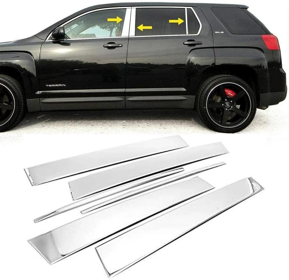 Fits 2010-2016 GMC Terrain 6pcs Stainless Steel Door Pillar Post Center Trim Set - Image 1 of 1