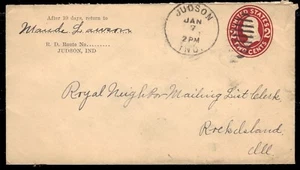 UNITED STATES - 1908 Franklin Stationary Die 3 "Judson, IND to Rock Island, ILL" - Picture 1 of 2