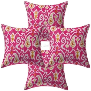 Hippie Yoga Pillow Case Indian Cushion Cover Pink Kantha Boho Meditation - Picture 1 of 6