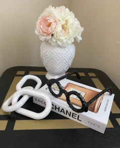 Faux Decorative Book NOT A REAL BOOK Luxury Brand Book, Glasses Decor Wood Chain - Foto 1 di 17