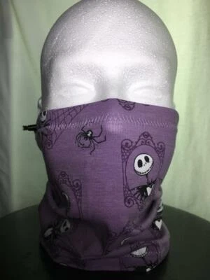 GRANDE Protector Facial Corto Algodón Cuello Polaina Mascarilla Buff Cubierta Púrpura Calavera Foto 1 de 4