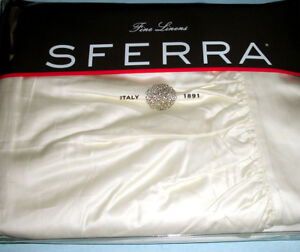 Sferra Giotto Ivory Full Bed Skirt 590TC Cotton Sateen 3 Gathered Panels New